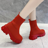 Rimocy New Autumn Winter Knitted Ankle Boots Women 2021 Thick-soled Couple Socks Shoes Woman Slip on Short Boots Mujer Size 43