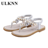 Christmas Gift Kids beach shoes summer new girls Beading sandals Children's baby bow princess sandals and slippers flip-flops 2021 shoes