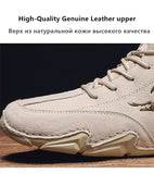LOURDASPREC-Graduation Gift - Big Size Men's Boots Breathable Men's Genuine Leather Boots Soft Sole Comfortable Men's Ankle Boots Outdoor Men's Casual Shoes