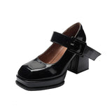 Lourdasprec Patent Leather Black Shoes Women Punk Chunky Designer Platform Mary Janes Heels Square Toe Goth High Heels Women Pumps Plus Size220920