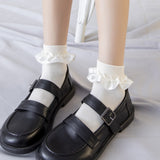 Lourdasprec Cute Ruffle Lolita Socks Designer White Kawaii Harajuku Calcetines Woman Chaussette Femme Funny Women Meias Happy Cool Sock