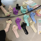 Christmas Gift Termianoov Women Slippers Jelly Shoes Flower Fashion Beach Shoes PVC Comfort Flats Open Toe Women Slidders