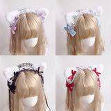 Lourdasprec-Harajuku Kawaii Fashion Lolita Maid Costume Cosplay Cat Ear Lace Headdress