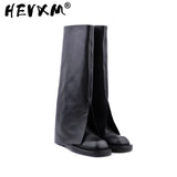 Lourdasprec 2022 New Brand Women Boots Knee-high Flat Heel Long Boots Shoes Ladies Winter Slip On Square Toe Casual Female Martin Boots
