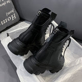 Lourdasprec Women Boots 2022 Shoes Woman Booties Ladies Short Platform Martins ZIP Ankle Boots Female Lady Motorcycle Boots Shoes For Women