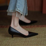 Graduation Gift Big Sale  Low Heel Shoes for Women Summer 2022 Leather Slip-On Office Dress Shoes Pointed Toe Female Wedding Bridal Shoes Ladies Pumps