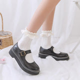 Lourdasprec 1 Pair Lolita Style Japanese Maiden Lovely Woman Short Socks Summer Sweet Ruffle Heart Bows Cotton Princess Socks High Quality