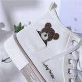 Christmas Gift Women's Sneakers Kawaii Shoes Sports Vulcanized High Top Flats Casual Fashion Bear Spring Cute Harajuku Canvas