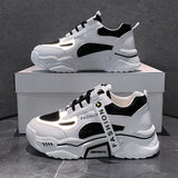 Graduation Gift Big Sale Fashion Spring Reflective Platform Sneakers Women Shoes Korean Lace Up Chunky Sneakers Mixed Color Women's Vulcanize Shoes 2022