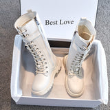 Christmas Gift Children's Boots 2021 Winter New Girls High Boots Zipper Little Girl Non-slip Princess Long Boots Kid's Leather Student Shoes