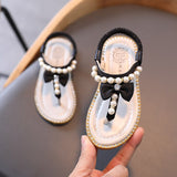 Christmas Gift Kids beach shoes summer new girls Beading sandals Children's baby bow princess sandals and slippers flip-flops 2021 shoes