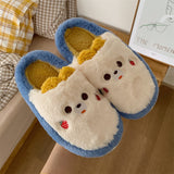 Cute Shy Strawberry Bear Slippers For Women Fashion Kawaii Fluffy Winter Warm Slipper Woman Cartoon Smiley Face  House Slippers