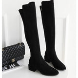 Lourdasprec Apanzu New Thigh High Boots Women Over The Knee Boots Ladies Quality Suede Long Boots Stretch Sexy Fashion Shoes Women Black