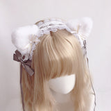 Lourdasprec-Harajuku Kawaii Fashion Lolita Maid Costume Cosplay Cat Ear Lace Headdress