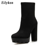 Christmas Gift  2022 New Fashion Autumn Winter High heels Ankle Boots Women Thick Heel Platform Boots Ladies Worker Boots size 41 42