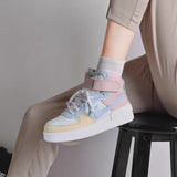 Graduation Gift Big Sale 2022 Fashion Women's Breathable Sneakers Ladies High Top mixed color  Flats Vulcanized Shoes Female chunky Casual Walking Shoes