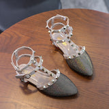 Christmas Gift Girls Roman Sandals 2021 Summer New Children's Korean-Style Studded Perforated Soft-Sole Princess Shoes Baotou Sandals