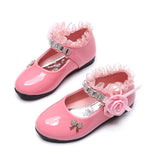 Christmas Gift 2021 New Flower Girls Shoes Spring Autumn Princess Lace PU Leather Shoes Cute Bowknot Rhinestone For 3-11 Ages Toddler Shoes