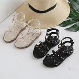 Lourdasprec  Children's Sandals Girl's Summer 2022 New Baby Soft-Soled Shoes Little Girl Princess Sandals Girls Rivet Roman Shoes