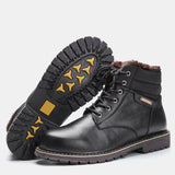 LOURDASPREC-Graduation Gift - Genuine leather Men Winter Shoes Handmade Warm Snow boots Full Grain Leather Winter Boots For Men