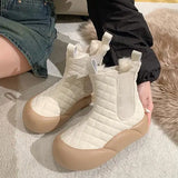 Lourdasprec Lolita Boots Boots-Women Zipper Shoes Round Toe Australia Winter Footwear Flat Heel Ankle Rubber Snow Low Ladies Rome Fabri