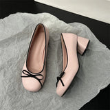 Lourdasprec Designers Butterfly-knot Women Pumps Fashion Shallow Slip On Thick Low Heel Sandalias Ladies Elegant Outdoor Mary Jane Shoes