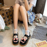 Lourdasprec  Lolita Shoes Kawaii Japanese Style Mary Janes Woman Flats Cute Patchwork Velcro Zapatillas Mujer New Fashion Female Shoes
