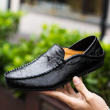 LOURDASPREC-Graduation Gift - Italian Mens Shoes Casual Luxury Brand Summer Men Loafers Genuine Leather Moccasins Light Breathable Slip on Boat Shoes
