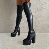 Halloween Lourdasprec 2022 Luxury Platform Elegant Long Thigh High Sexy Ladies Women Boots Goth Stretch Elastic Thick High Heels Over The Knee Boots