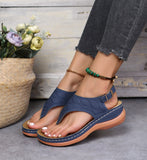 Lourdasprec Summer Women Strap Sandals Women's Flats Open Toe Solid Casual Shoes Rome Wedges Thong Sandals Sexy Ladies Shoes