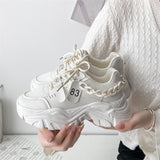 Halloween Lourdasprec 2022 Designer Chain Women Casual Sneakers Woman Fashion Platform Flats Lace Up Outdoor Walking Shoes White Zapatillas Mujer