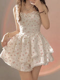 Lourdasprec-Kawaii Aesthetic Coquette Dollette Floral Print Corset Dress