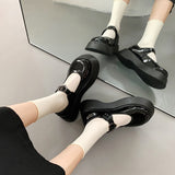 Lourdasprec Shoes Woman Flats Oxfords Clogs Platform Dress New Leather Retro Creepers Summer Rome Med Rubber PU Mary Janes Basic Spring