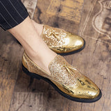 LOURDASPREC-Graduation Gift Spring Tassel Men's Shoes Golden Nightclub Casual Shoes Loafers Mens Shoes Slip-on Comfort Shoes Bright Leather Low-heeled Shoes