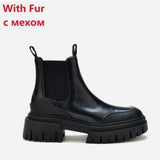 Thanksgiving Gift ZA Women Chelsea Boots Fashion British Style Marten Boots Luxury Platfrom Height Increasing Slip On Black Females Short Booties