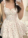 Lourdasprec-Kawaii Aesthetic Coquette Dollette Floral Print Corset Dress