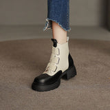 Lourdasprec Med Heel Boots Women's Rubber Shoes Rain Winter Footwear Luxury Designer Clogs Platform Boots-Women Round Toe Lolita Fashio