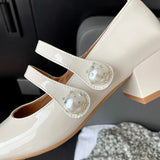 Lourdasprec New Spring Mary Jane Shoes Casual Shoes Chunky Heels Shoes for Women Square Toe Women Pumps Zapatos Mujer Large Size 34-43