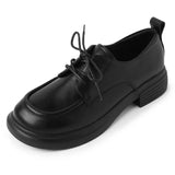 Lourdasprec Genuine Leather Pumps Shoes Woman Black Low Heeled Casual Comfortable Oxford Shoes For Women Loafers Brand Footwear Spring