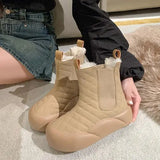 Lourdasprec Lolita Boots Boots-Women Zipper Shoes Round Toe Australia Winter Footwear Flat Heel Ankle Rubber Snow Low Ladies Rome Fabri