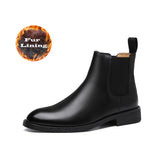 LOURDASPREC-Graduation Gift - Spring Winter Elegant Chelsea Boots Genuine Leather Men Shoes Slip-on Dress Formal Boots Mens Boots Shoes for Men Chelsea Boots