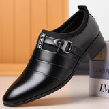LOURDASPREC-Graduation Gift - Classic Leather Shoes for Men Slip on Pointed Toe Oxfords Formal Wedding Party Office Business Casual Dress Shoes for Male