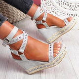 2022 NEW Wedges Sandals Summer Pumps with Ankle Strap Sandals Stripper HeelsOpen Toe Women's Shoes Stripper Shoes