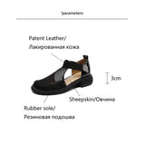 Lourdaprec 2022 Summer Women Sandals Fashion Casual Buckle Strap Summer Shoes Patent Leather Shoes For Women Casual Air Mesh Women Shoes