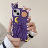 Lourdasprec-Harajuku Kawaii Sailor Moon Inspired Purple iPhone Case