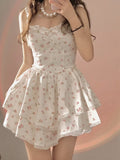 Lourdasprec-Kawaii Aesthetic Coquette Dollette Floral Print Corset Dress