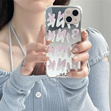 LOURDASPREC-Lourdasprec-Kawaii Aesthetic Korean Pink Ribbon Bow Mirror iPhone Case