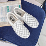 LOURDASPREC-Graduation Gift - Spring and Summer New Cloth Shoes Flat Lazy Reflective Lattice Leisure Couple Board Men's