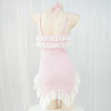 Lourdasprec-Harajuku Kawaii Y2K Baby Pink Ruched Dress