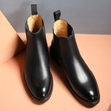 LOURDASPREC-Graduation Gift - Spring Winter Elegant Chelsea Boots Genuine Leather Men Shoes Slip-on Dress Formal Boots Mens Boots Shoes for Men Chelsea Boots